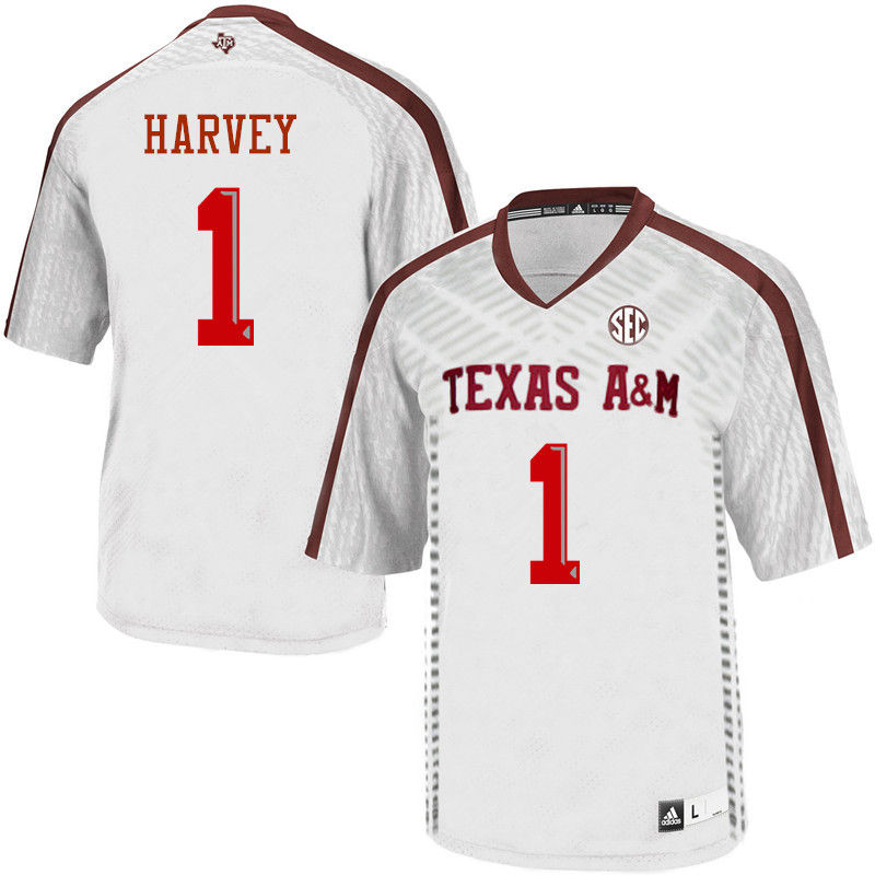 Men #1 Nick Harvey Texas A&M Aggies College Football Jerseys-White - Click Image to Close